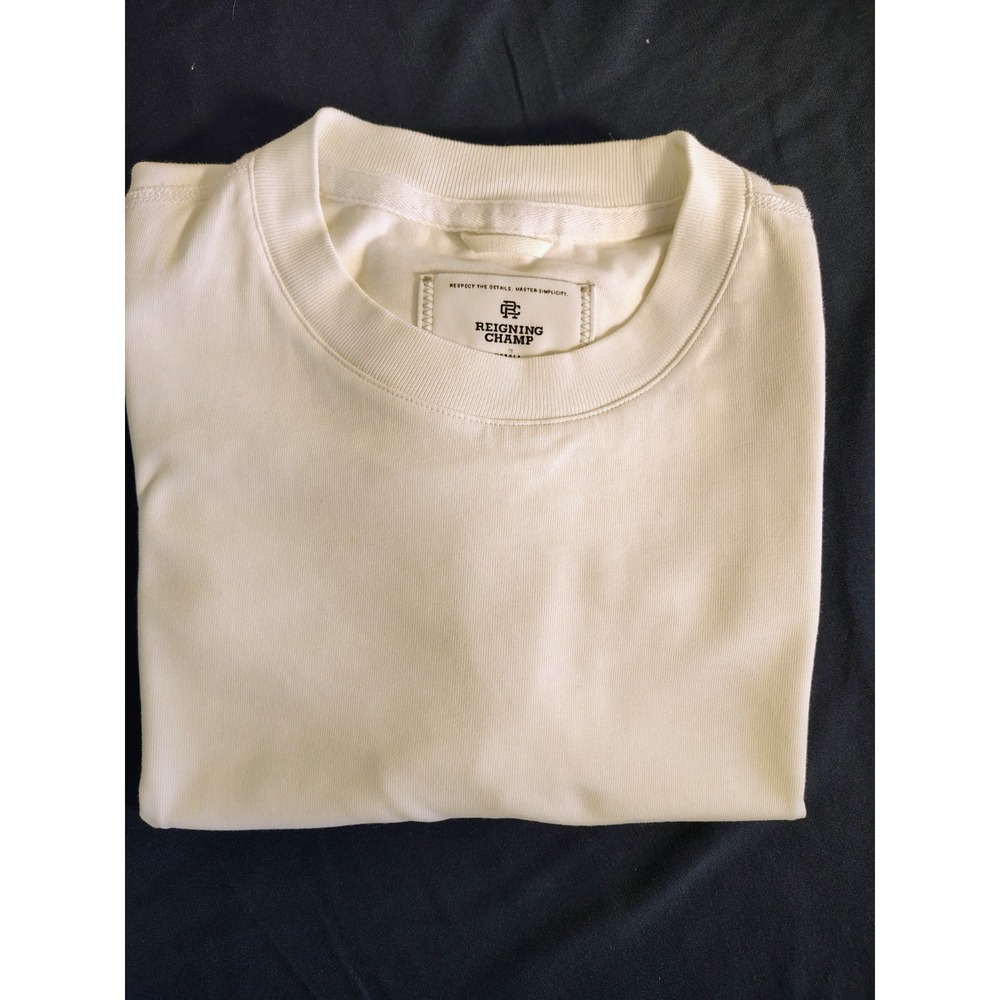 Reigning Champ Shirt Mens Small White Crew Neck Tee Jersey Logo Classic